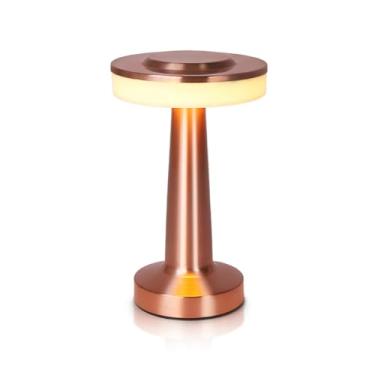 Imagem de JHPGEOE Lâmpada de mesa de metal sem fio, luminária de mesa LED com controle de sensor de toque, lâmpada de mesa de 3 cores regulável e regulável para sala de estar, dormitório, escritório em casa