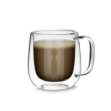Imagem de Caneca de Vidro Borossilicato com Parede Dupla, 250ml, Transparente, para Bebidas Quentes e Frias