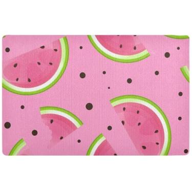 Imagem de TSENQUE Tapetes de porta personalizados de melancia rosa brilhante decoração de varanda de outono, tapete de porta da frente lavável antiderrapante tapetes lamacentos para interior, 81 cm x 50 cm