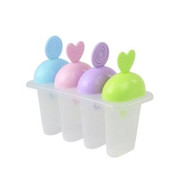 Imagem de Conjunto de Moldes de Picolé, 4 Peças com Palitos Coloridos, Molde de Sorvete Caseiro