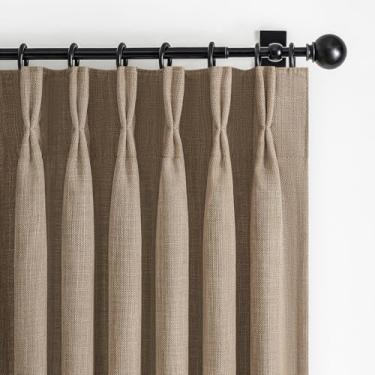 Imagem de Cortinas blackout marrom ferrugem com pregas de 203 cm de comprimento para quarto, conjunto de 2 painéis, camada dupla de linho espesso com isolamento de ruído, cancelamento de ruído, cortina e