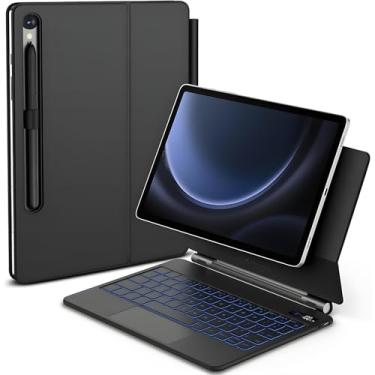 Imagem de Teclado Mágico De Samsung Galaxy Tab S10 Lite S10 FE 2025 S9 FE 10.9 Polegadas S11 S9 S8 S7 11", Capa com Teclado Sem Fio Retroiluminado com Suporte Cantilever Flutuante Trackpad Multitoque (Preto)