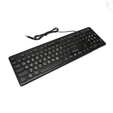 Imagem de KIMISS Teclado de Impressão Grande Retroiluminado Com Fio de 104 Teclas para Idosos e Deficientes Visuais - Teclado Com Fio USB Com Brilho Ajustável para Fácil Uso No Escritório e Em Casa