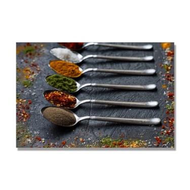 Imagem de NHLDZYH Pintura de cozinha moderna especiarias, impressão de arte, imagens para cozinha, decoração de parede de cozinha moderna. C28. 80 x 120 cm. Apenas tela