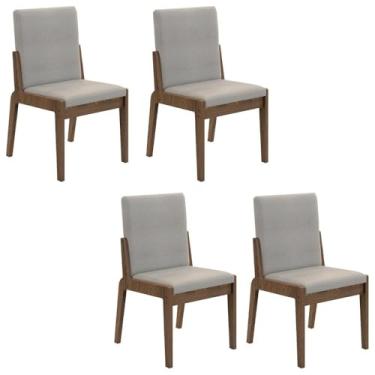 Imagem de Conjunto de 4 Cadeiras Sinfonia com Estofado em Linho Carvalho/cinza