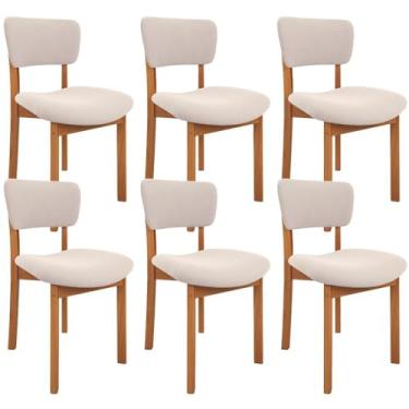 Imagem de Kit 06 Cadeiras Para Sala de Jantar Cozinha Living Estofada Dara L02 Suede Bege - Lyam Decor