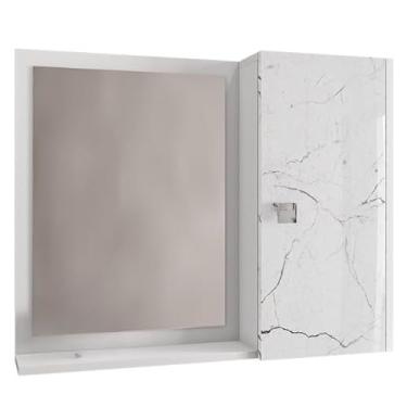 Imagem de Armário Espelheira Com Espelho 1 Porta(Branco Marmorizado)