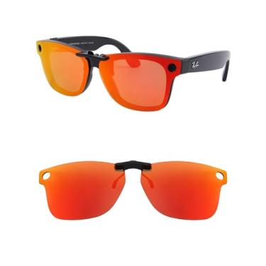 Imagem de HILEEN Clip-on polarizado para óculos de sol Ray-Ban Meta Wayfarer RW4006 e Gen 2 RW4012 Regular 50-22 - Vermelho fogo