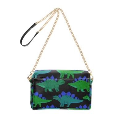 Imagem de Joitme Dinossauros Bolsa tiracolo feminina verde azul preta bolsa de celular alça de couro PU bolsa de ombro