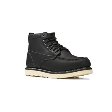 Imagem de Bota de trabalho masculina Golden Fox de 15,24 cm Moc Toe Wedge confortável para construção, Preto, 9.5