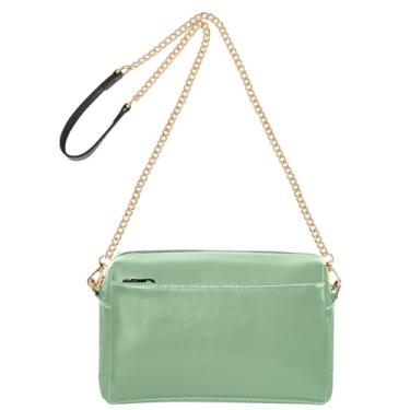 Imagem de Joitme Bolsa tiracolo feminina verde sálvia para celular bolsa de ombro com alça de corrente de couro PU