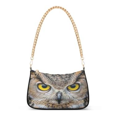 Imagem de Bolsa de ombro de corrente fofa com estampa de corujas, bolsa feminina Hobo, bolsa média moderna para uso diário ou noturno