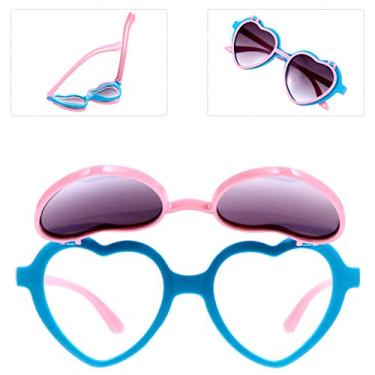Imagem de VALICLUD Óculos de sol infantis em forma de coração dobrável para festa infantil