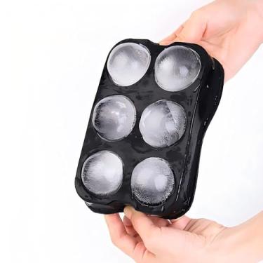 Imagem de Bandeja de silicone para cubos de gelo para uísque, formas empilháveis de cubos de gelo grandes para 6 cubos de gelo grandes, formas quadradas de liberação fácil para coquetéis, uísque, sopas e