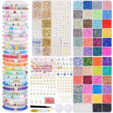 Imagem de Mio Angle Kit de fabricação de pulseiras da amizade, 3 caixas, 48 cores, contas de argila Heishi, kit de fabricação de joias, miçangas, berloques, pérolas, lindos presentes de Natal para meninas e