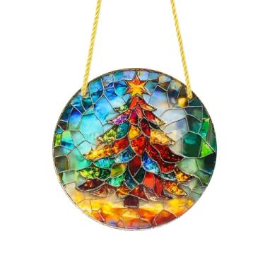 Imagem de Enfeite de disco de acrílico de Papai Noel de Natal para árvore, parede, janela, decoração de festa em casa (D)