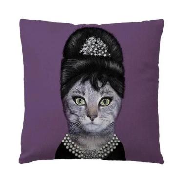 Imagem de Capa De Almofada Decorativa De Linho Com Estampa De Gato Para Sofá, Ca