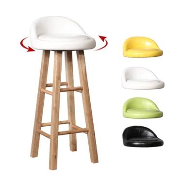 Imagem de Banqueta de bar com encosto pernas de madeira maciça confortáveis banquetas giratórias para balcão de cozinha para café da manhã/cadeiras de altura do assento (branca)