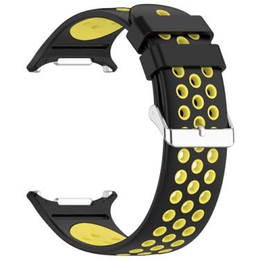 Imagem de MGTCAR Pulseira bicolor de silicone para samsung galaxy watch 7 ultra 47mm pulseira respirável para galaxy watch 7 ultra sports band(Black Yellow)