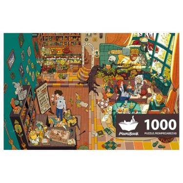 Imagem de MOMIBOOK Quebra-cabeças para adultos 1000 peças de casa mágica encantada, imagem de pintura difícil desafiador difícil impossível, brinquedos engraçados e jogos presentes de aniversário de Natal