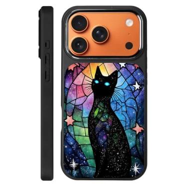 Imagem de Zhhoya Capa para iPhone 17 Pro Max, estampa de gato gótico pastel celestial preta compatível com MagSafe capa rígida protetora para mulheres, homens, meninos e meninas