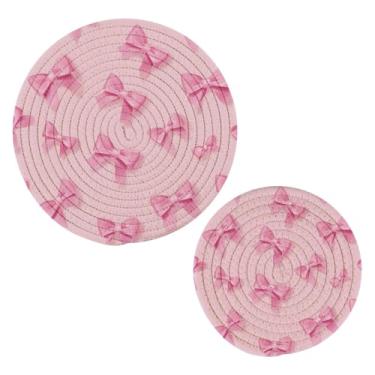 Imagem de Wassud Arcos fofos suportes de panela redondos trivets de algodão almofadas quentes porta-copos elegantes decoração de cozinha e acessórios 2 peças
