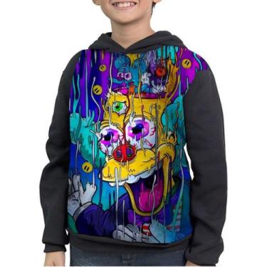 Imagem de Casaco Moletom Infantil Palhaço Krusty Os Simpsons - smoke, Preto, 1