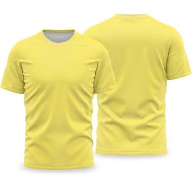 Imagem de KIT 4 CAMISAS POLIESTER AMARELO Lisa Tradicional - FORTE IMPRESSÃO, M,