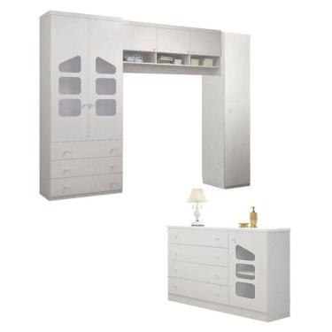 Imagem de Guarda Roupa Módulo E Cômoda Infantil Eloisa Branco Brilho - Phoenix Baby