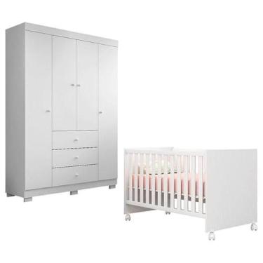 Imagem de Berço Americano Mini Cama Doce Sonho 100 com Guarda Roupa Infantil Dud