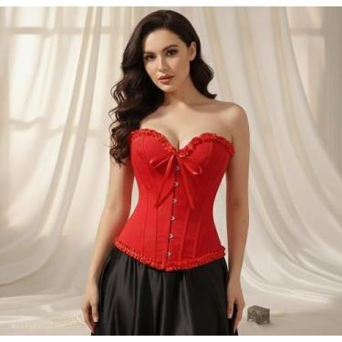 Imagem de Espartilho Corpete Corset Cinta Modela Cintura Brocado Sexy - Modas Fa