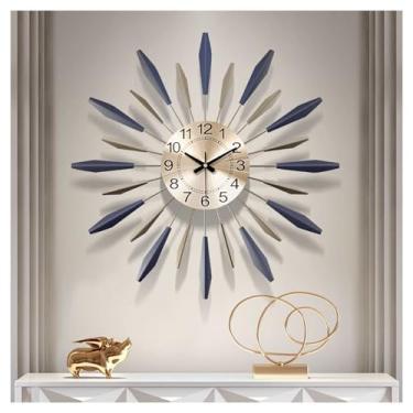 Imagem de WHLBD Relógio de parede decorativo moderno grande, silencioso, sem tique-taque, relógio de parede de ferro forjado, relógio de parede mudo para sala de estar, quarto, hotel, varanda