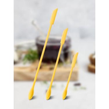 Imagem de 3 espátulas de maquiagem, conjunto de espátulas de silicone, mini espátula pequena para garrafa de alimentos, espátula de beleza, frasco de loção minúsculo raspador para tirar a última maquiagem