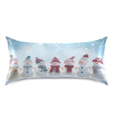 Imagem de Blueangle Linda fronha de cetim de boneco de neve para cabelo e pele, fronha de seda, tamanho king (50,8 x 101,6 cm) - Capas de almofada de cetim refrescantes com fecho de envelope (268)