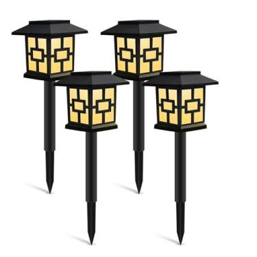 Imagem de 4 Peças de Luzes Solares Iluminação Paisagem Movida a Energia Solar para Caminho Jardim Pátio Decoração Quintal Operação Automática Lâmpada Gramado