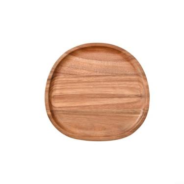 Imagem de Prato de jantar oval irregular de madeira e bandeja de servir prato de madeira maciça natural para lanches, frutas, queijo, sobremesas, salada, decoração de casa e cozinha, utensílios de mesa