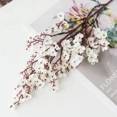 Imagem de Buquê de Cerejeira Artificial com Mosquitinho, 48cm, 5 Galhos, Flores Artificiais Decorativas para Arranjos, Casamento e Decoração de Casa(Branco,Kit com 4 Unidades)