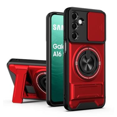 Imagem de SORAKA Capa para Samsung Galaxy A16 5G com suporte,proteção de lente com janela e capa dupla de PC e TPU compatível com suporte magnético para carro