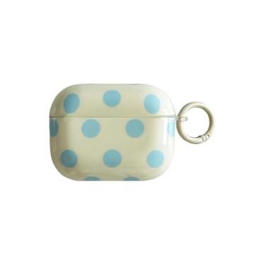 Imagem de Linda capa estética azul com estampa de bolinhas para AirPods Pro 3rd | Retrô chique com design de chaveiro | Capa de proteção à prova de choque de TPU macio e elegante | Durável à prova de