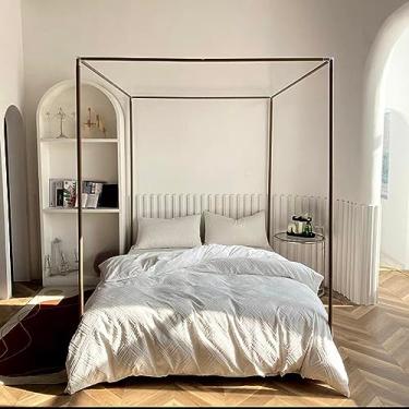 Imagem de Dossel King Size Queen Twin Mosquiteiro, Cortinas de Cama de Tecido, Protetor de Malha, Rede de Proteção de Canto, Tamanho Completo com Haste, Proteção de Insetos Elegante