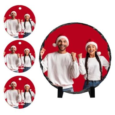 Imagem de Oirquent Quepitty Presentes personalizados para avó e família - Placa fotográfica de ardósia personalizada, decoração de Natal perfeita e presente de lembrança sincera