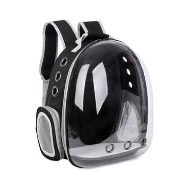 Imagem de Mochila Pet Astronauta: Bolsa Lona – Visão Lateral, Transporte Cães e Gatos Pequenos – Prática(Preto)