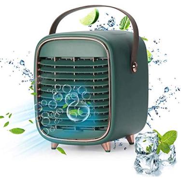 Imagem de Ventilador de ar condicionado portátil, ventilador de mesa recarregável evaporativo a bateria com alça, nebulização de 3 velocidades para dormitório de escritório pequeno e ao ar livre