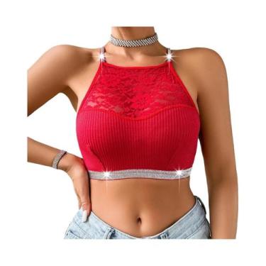 Imagem de Camisola Feminina De Renda Floral Com Costas Descobertas Confortável E