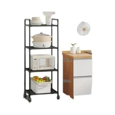 Imagem de Prateleira De Armazenamento Metálica Móvel Com Rodas, Organizador De A