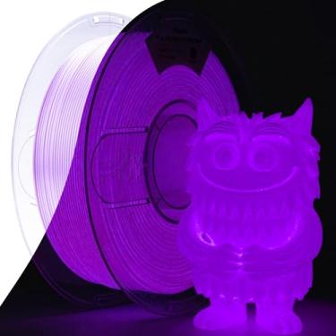 Imagem de Amolen Filamento Pla que brilha no escuro, seda brilhante e filamento de impressora 3D Pla Glow Pla Filamento 1,75 mm roxo, melhor com lâmpadas UV, precisão dimensional +/- 0,02 mm 1 kg (2,2 lb)