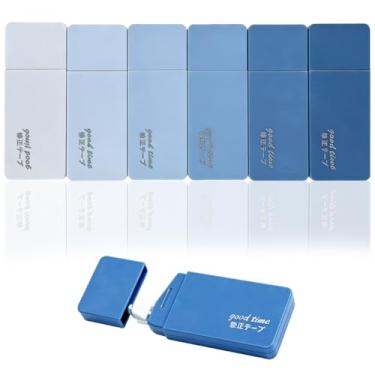 Imagem de LOPURO Fita de correção branca, 6 peças de fita corretiva branca fofa, fitas corretivas de cor pastel, fácil de usar, aplicador instantâneo para escola, escritório, casa, suprimentos estéticos (azul)