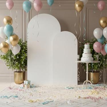 Imagem de Jowque Capa de fundo de arco, pacote com 2 - 1,8 m e 2 m, capas de arco sem rugas, pano de fundo elástico com zíper, capa de suporte de arco reutilizável para festa de balão, aniversário, chá de bebê