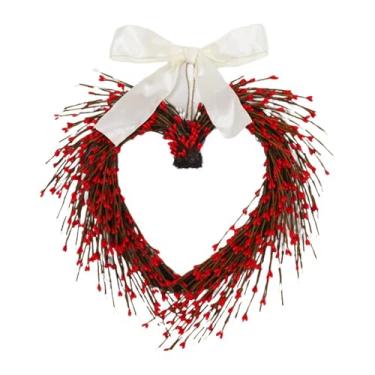 Imagem de Vaveren Guirlandas de Dia dos Namorados para Decoração de Porta de Entrada, Guirlanda Artificial em Formato de Coração para Festas e Festivais de Primavera, Vermelho