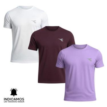 Imagem de Kit 3 Camisetas Diadora Small Logo Masculina - Branco e Bordô GG, GG